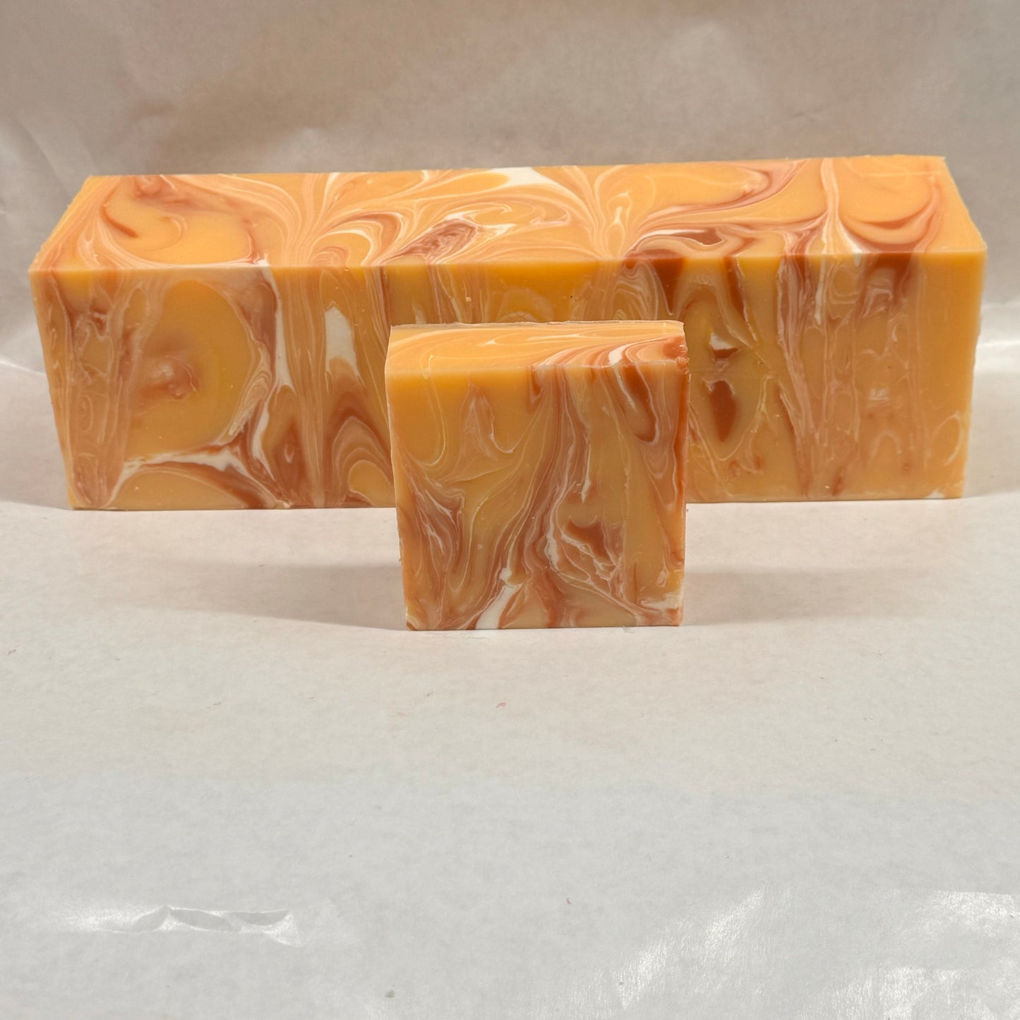 Wholesale Orange Mimosa Soap Loaf - cut into 9 bars