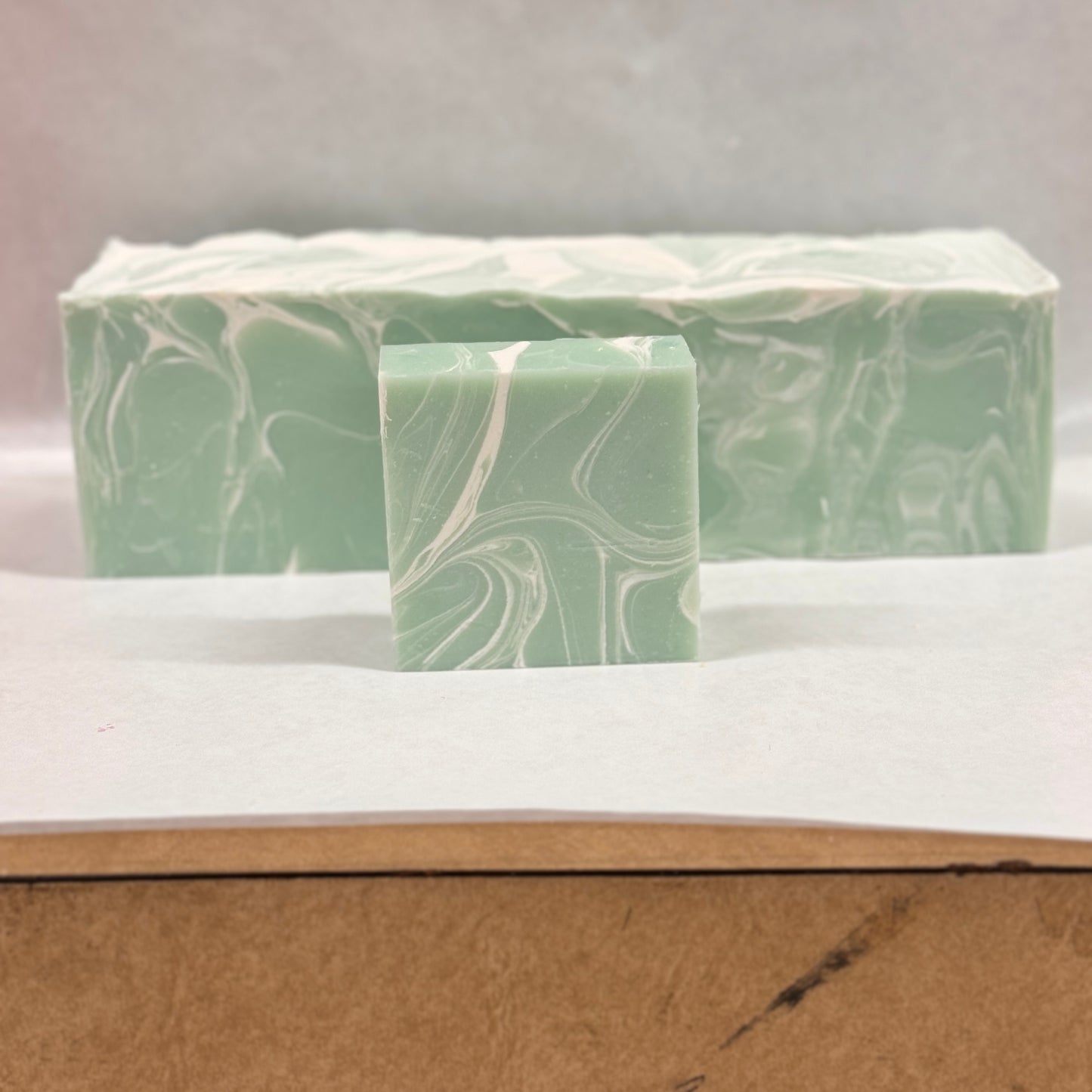 Wholesale Spearmint Eucalyptus Soap Loaf - cut into 9 bars