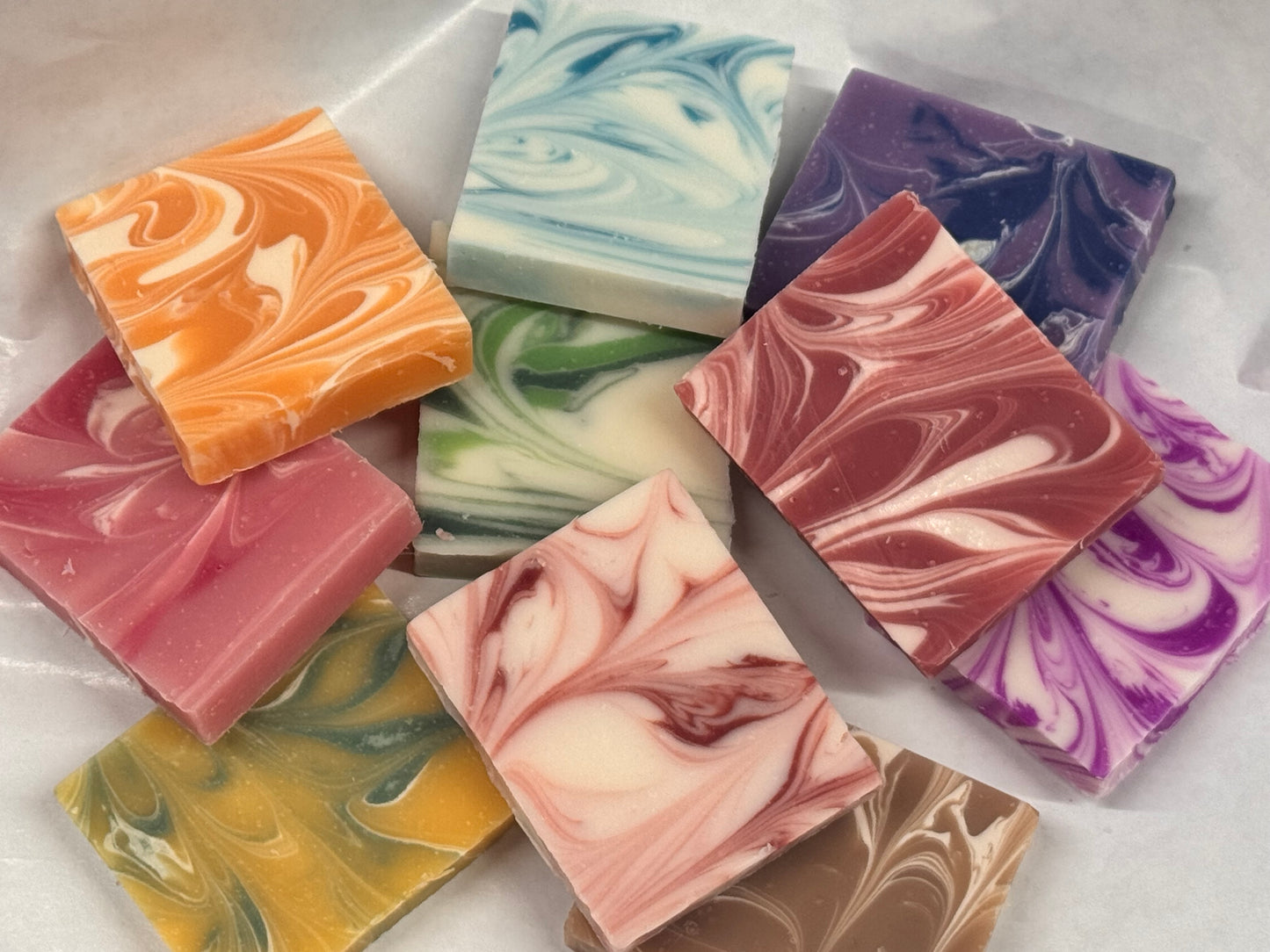 10 Mini Cold Process Soaps, Unwrapped Variety Sampler, Wedding Favors, Airbnb Guest Soap