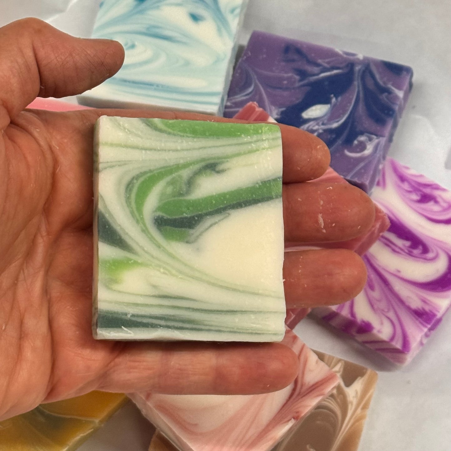 10 Mini Cold Process Soaps, Unwrapped Variety Sampler, Wedding Favors, Airbnb Guest Soap