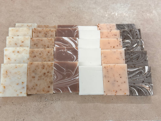 35 neutral tan, white, beige and brown mini soaps