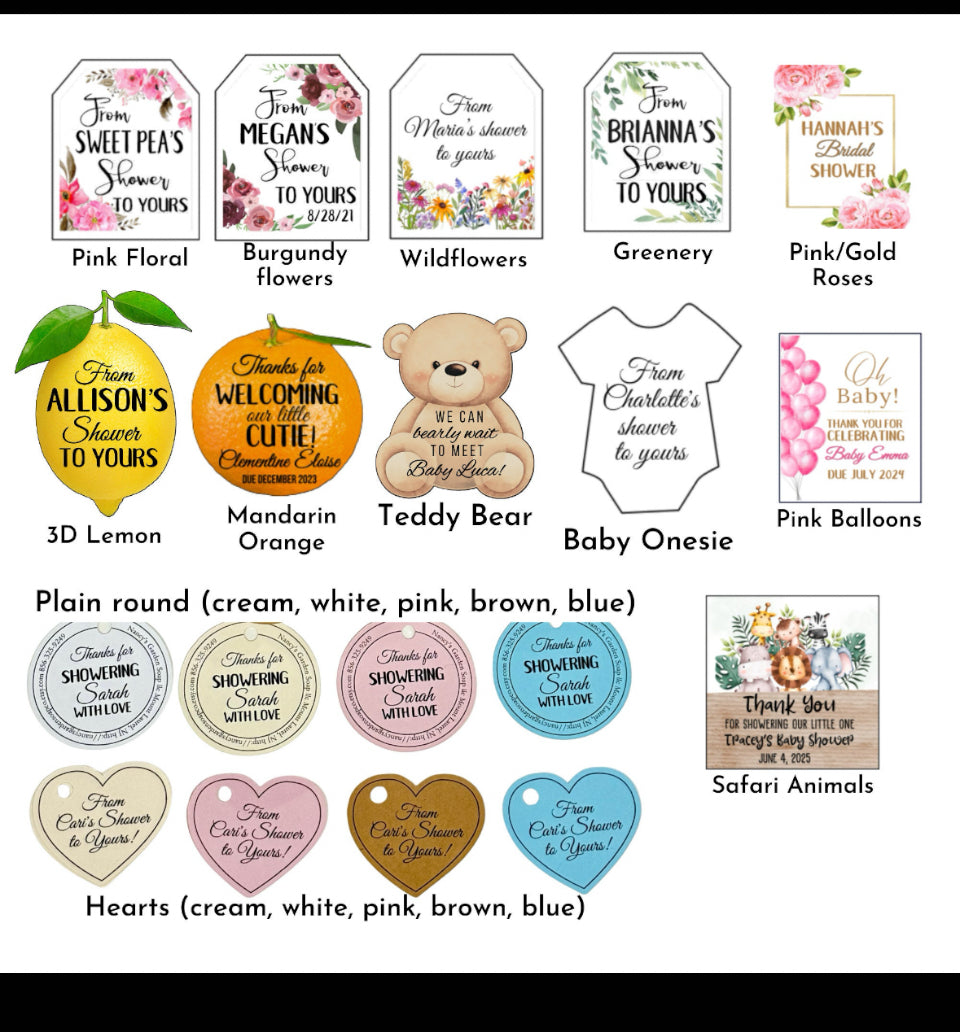 Twine wrapped Mini Soap Party Favors with custom tags