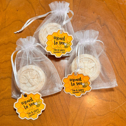 Oatmeal Milk Honey Bee Soap Party Favors | Party Gifts for guests at Bridal Showers, Tea Parties, Sweet 16, Quinceanera | Meant to Bee