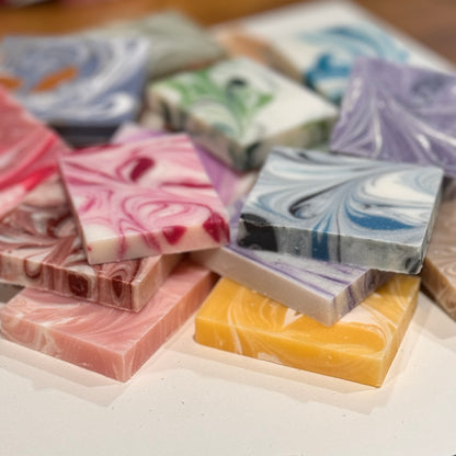 Twine wrapped Mini Soap Party Favors with custom tags