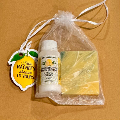 Lemon Love: 10 Bridal Shower Soap + Hand Lotion Favor Bundle for Guests - Bulk Lotion/Mini Soap Shower Favors Citrus Main Squeeze party theme