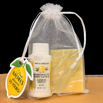 Lemon Love: 10 Bridal Shower Soap + Hand Lotion Favor Bundle for Guests - Bulk Lotion/Mini Soap Shower Favors Citrus Main Squeeze party theme