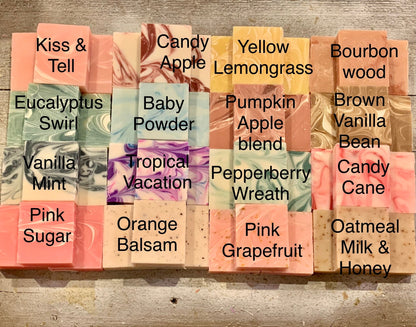 Pumpkin themed mini soaps wrapped in twine with custom tags