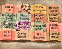 Load image into Gallery viewer, Pumpkin themed mini soaps wrapped in raffia with custom tags
